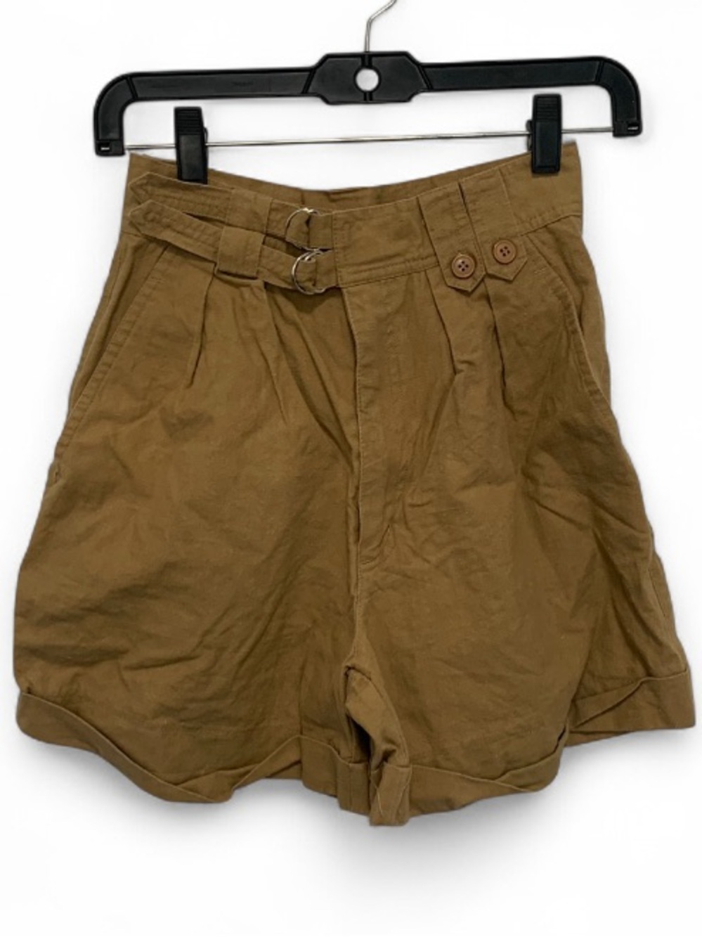 Vintage High-Waist Pleated Women’s Shorts in Tan